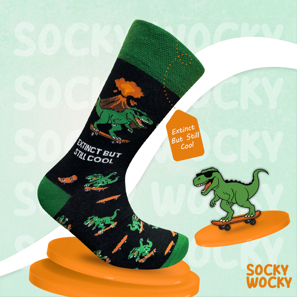 Extinct But Still Cool Socks Dinosaur Theme